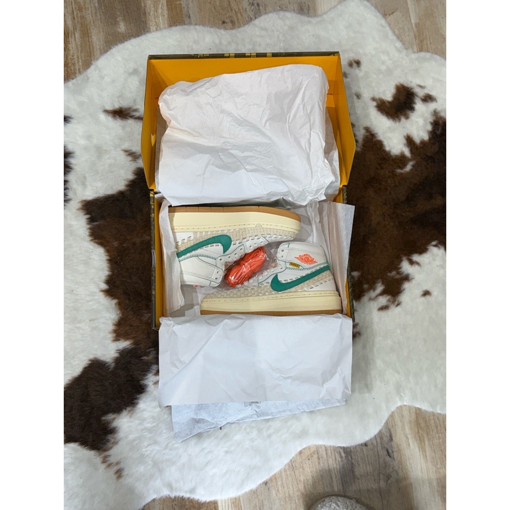 Nike Air Jordan 1 Mid SE Craft Woven White Teal GS Size 6Y New in Box